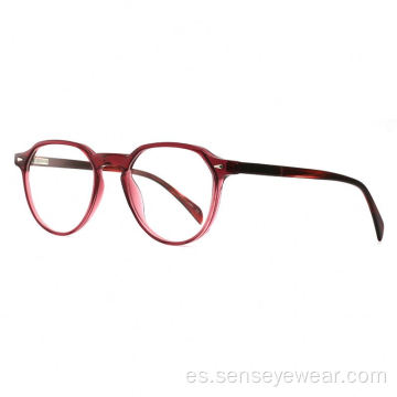 Ladies redondas de moda Eco Acetate Marcos ópticos anteojos